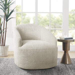 Bonn Upholstered 360 Degree Swivel Chair in Cream From INK+IVY