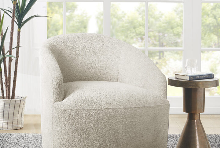 Bonn Upholstered 360 Degree Swivel Chair in Cream From INK+IVY