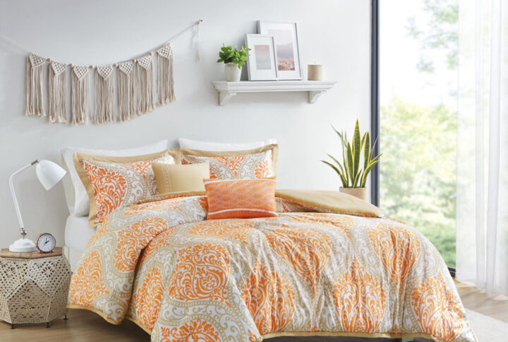 Senna Comforter Set in Orange From Intelligent Design