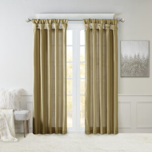 Emilia Twist Tab Lined Window Curtain Panel in Bronze From Madison Park