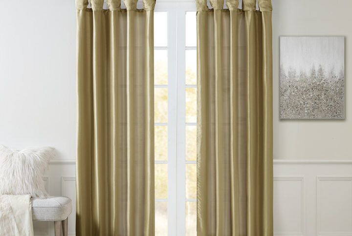 Emilia Twist Tab Lined Window Curtain Panel in Bronze From Madison Park