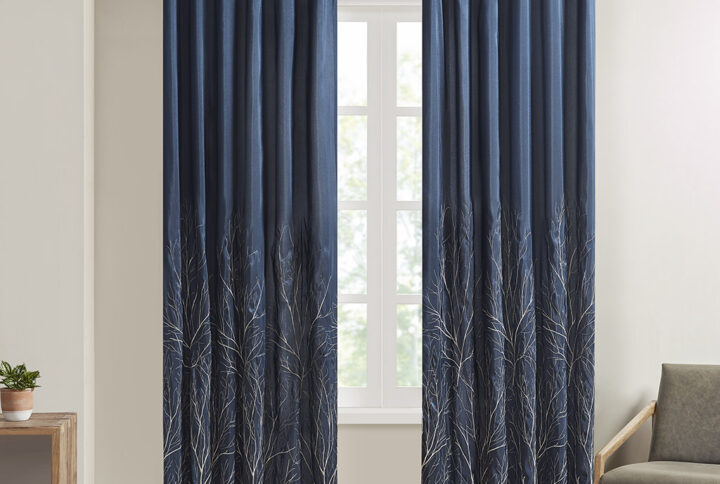 Andora Curtain Panel in Navy From Madison Park