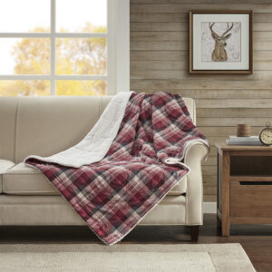 Tasha Oversized Sofstpun Down Alternative  Throw in Red From Woolrich