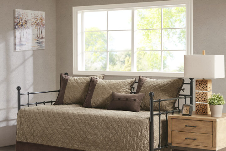 Boone 6 Piece Reversible Daybed Cover Set in Brown From Madison Park