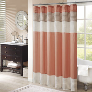 Amherst Faux Silk Shower Curtain in Coral From Madison Park