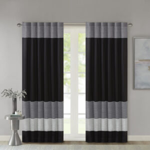 Amherst Polyoni Pintuck Curtain Panel in Black From Madison Park