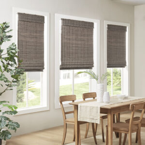 Eastfield Bamboo Light Filtering Roman Shade 64"L in Grey Ash From Madison Park