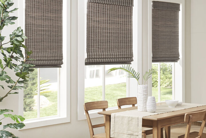 Eastfield Bamboo Light Filtering Roman Shade 64"L in Grey Ash From Madison Park