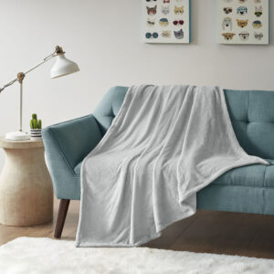 Microlight Plush Oversized Throw in Grey From Intelligent Design