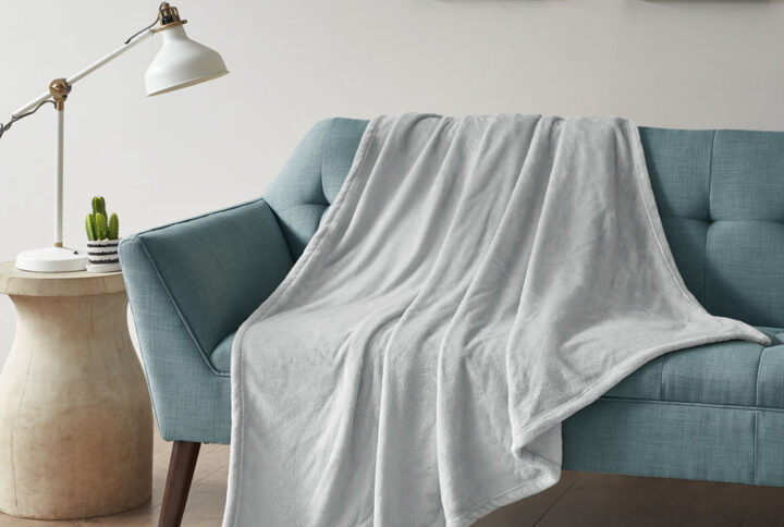 Microlight Plush Oversized Throw in Grey From Intelligent Design