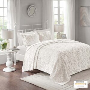 Sabrina 3 Piece Tufted Cotton Chenille Bedspread Set in Off-White From Madison Park