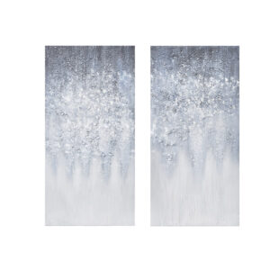 Winter Glaze Heavily Embellished 2-piece Canvas Wall Art Set in Blue/White From Madison Park