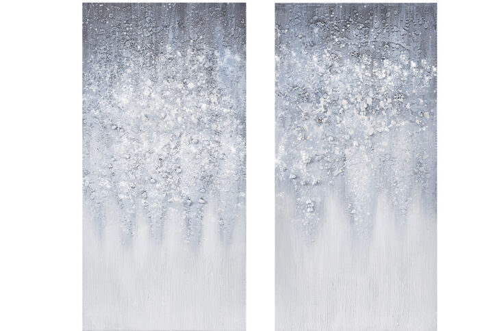 Winter Glaze Heavily Embellished 2-piece Canvas Wall Art Set in Blue/White From Madison Park