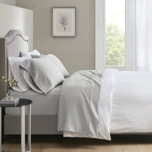 700 Thread Count Cotton Tri-Blend 4 PC Sheet Set in Light Grey From Beautyrest