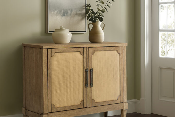 Salina Woven Cane Accent Cabinet in Toasted Almond From Martha Stewart