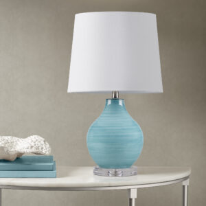 Maelle Blue Aqua Swirl Blown Glass Table Lamp in Aqua From 510 Design