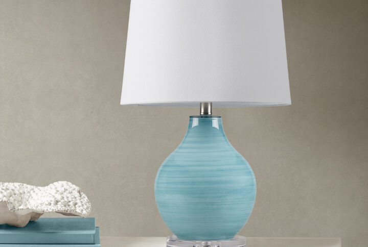 Maelle Blue Aqua Swirl Blown Glass Table Lamp in Aqua From 510 Design