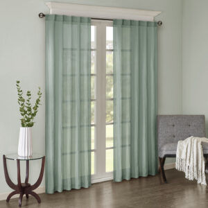 Harper Solid Crushed Curtain Panel Pair in Aqua From Madison Park