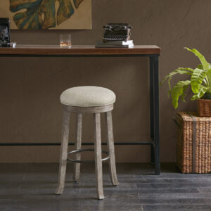 OAKTOWN Backless Bar Stool with Swivel Seat in Light Grey From INK+IVY