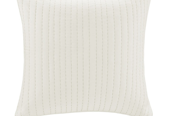 Camila Cotton Quilted Euro Sham in White From INK+IVY