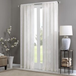 Irina Diamond Sheer Window Curtain Panel in White From Madison Park