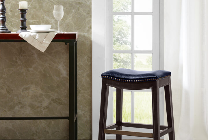 Belfast Saddle Counter Stool in Navy From Madison Park