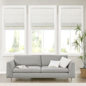 Kyler Linen Blend Light Filtering Cordless Roman Shade in White From Madison Park