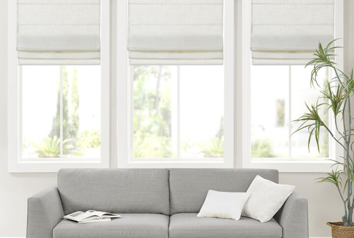 Kyler Linen Blend Light Filtering Cordless Roman Shade in White From Madison Park