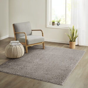 Camdyn Super Soft Polyester Shag Area Rug in Grey From Madison Park