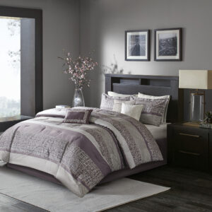 Rhapsody 7 Piece Jacquard Comforter Set in Purple From Madison Park