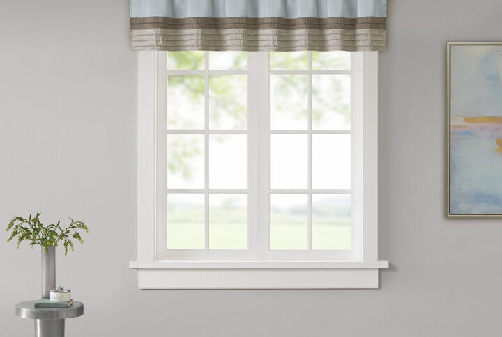 Amherst Polyoni Pintuck Window Valance in Blue From Madison Park