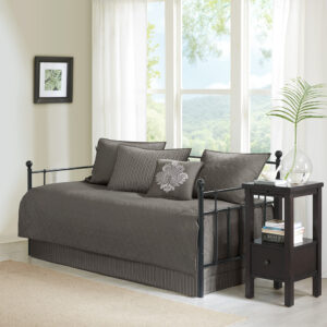 Quebec 6 Piece Reversible Daybed Cover Set in Dark Grey From Madison Park