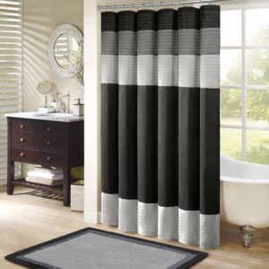 Amherst Faux Silk Shower Curtain in Black From Madison Park