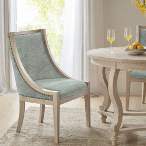 Elmcrest Upholstered Dining Chair with Nailhead Trim in Soft Green From Martha Stewart