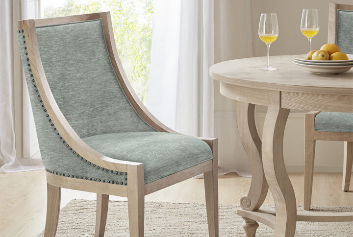 Elmcrest Upholstered Dining Chair with Nailhead Trim in Soft Green From Martha Stewart