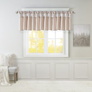 Emilia Lightweight Faux Silk Valance With Beads in Blush From Madison Park