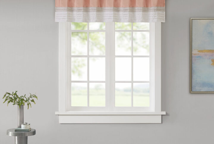 Amherst Polyoni Pintuck Valance in Coral From Madison Park