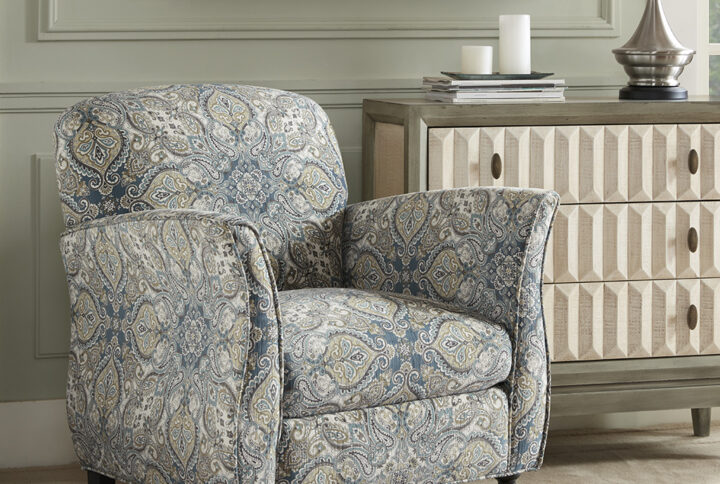 Escher Accent Chair in Blue Multi/Brown From Madison Park