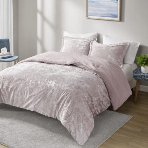 Mira Crushed Velvet Sherpa Reversible Comforter Set in Lavender From Intelligent Design