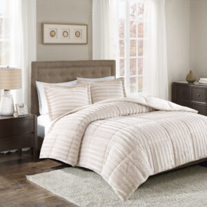 Duke Faux Fur Comforter Mini Set in Champagne From Madison Park