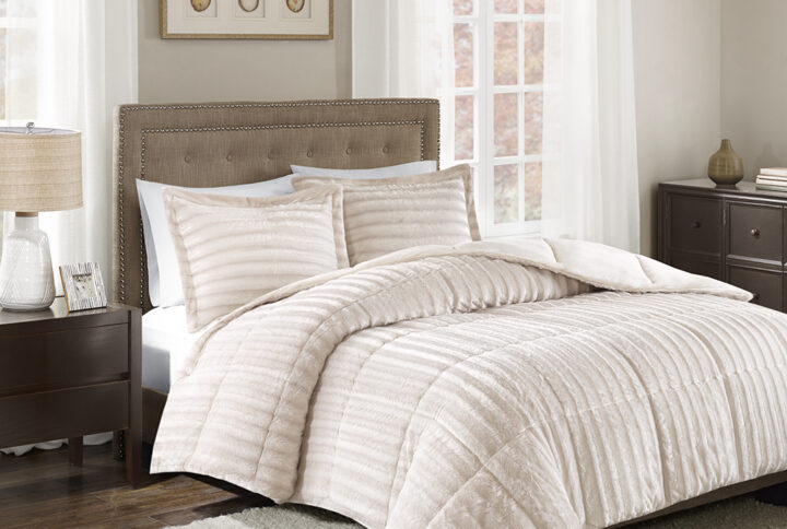 Duke Faux Fur Comforter Mini Set in Champagne From Madison Park