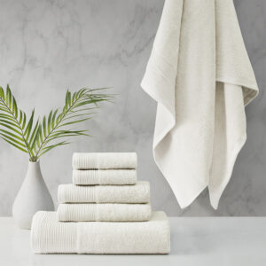 Nuage Cotton Tencel Blend Antimicrobial 6 Piece Towel Set in Ivory From Beautyrest