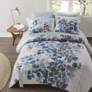 Alexis Comforter Set with Bed Sheets in Blue From Madison Park Essentials