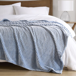 Carved Plush Blanket in Blue From Madison Park