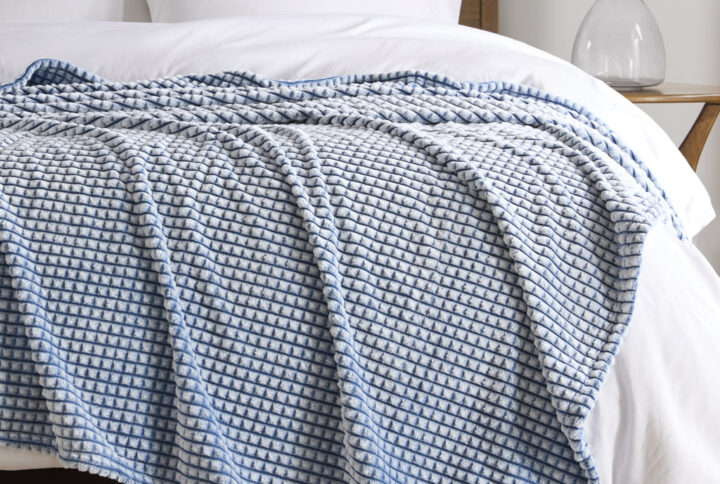 Carved Plush Blanket in Blue From Madison Park