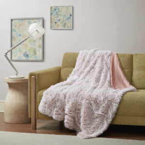 Emma Shaggy Faux Fur Throw in Blush From Intelligent Design