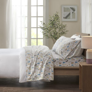 Cozy Flannel Printed Sheet Set in Multi Forest Animals From True North by Sleep Philosophy