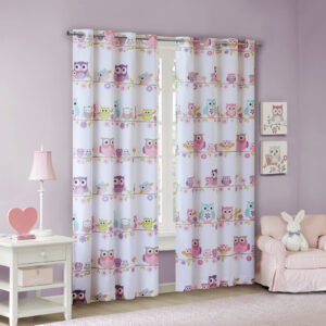 Wise Wendy Owl Printed Blackout Curtain Panel in Multi From Mi Zone Kids