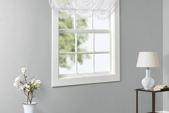 Irina Diamond Sheer Embroidered Waterfall Valance in White From Madison Park