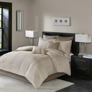 Camelia 8 Piece Embroidered Comforter Set in Natural From Madison Park